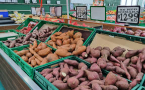 Kūmara was being sold at $12.99 per kg in Fruit World Grey Lynn on 28 February, 2023.