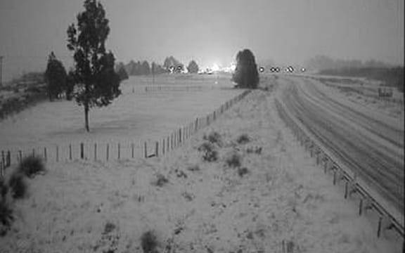 State Highway 1 in Waiouru at the start of the Desert Road this morning.