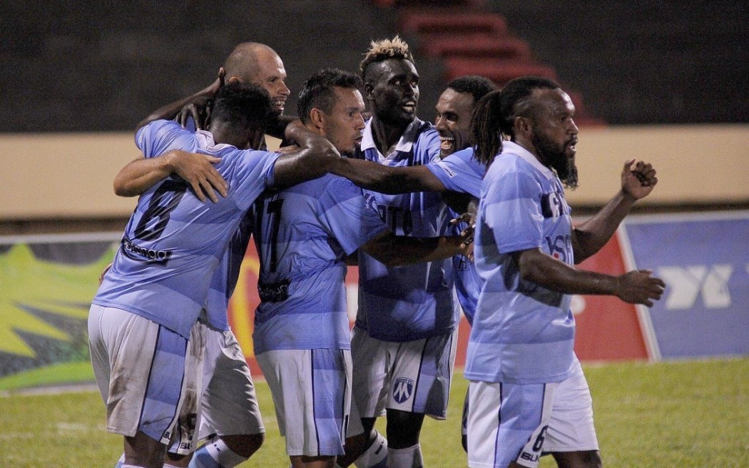 Marist FC celebrate a goal during the 2017 OFC Champions League.