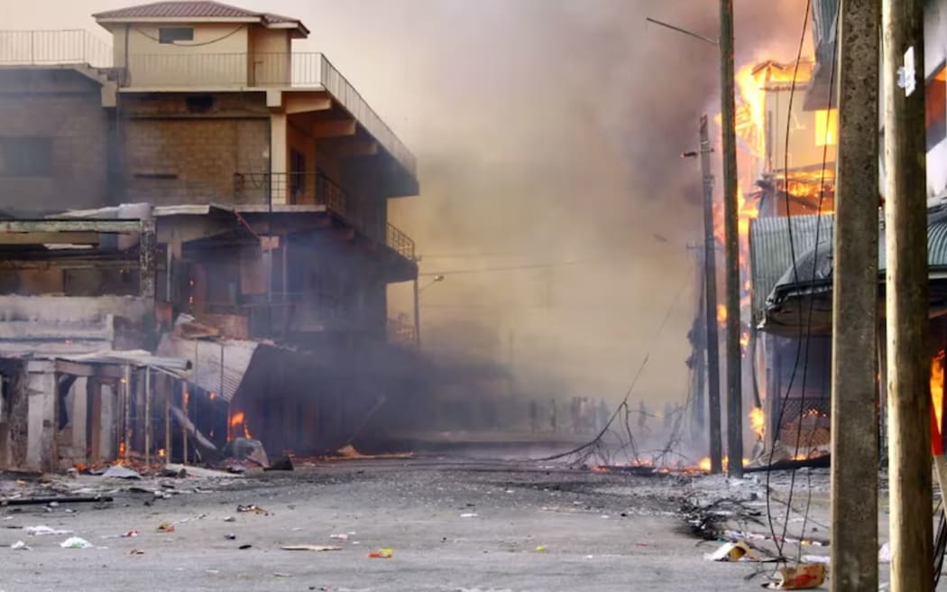 Six people were killed and much of the central business district of Tonga's capital Nukuʻalofa was destroyed in the 2006 riots. (Supplied)