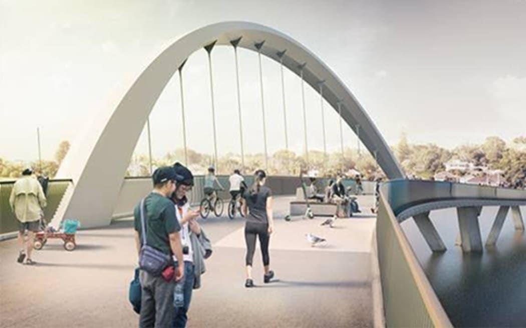 An artist's impression of what the new $38m bridge connecting Onehunga and Māngere will look like when it is finished.