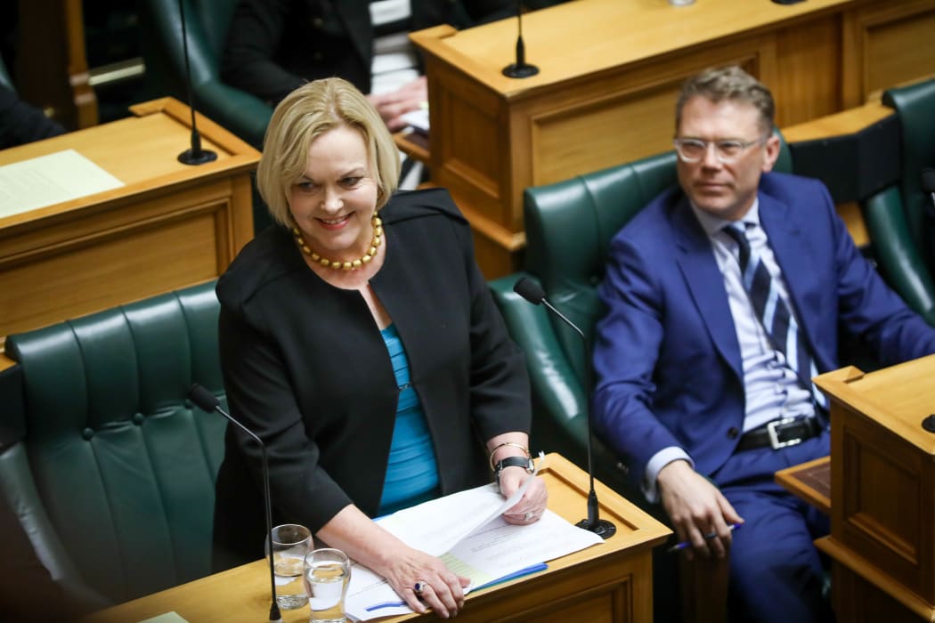 National Party leader Judith Collins asks her first question as leader of the Opposition to the Prime Minister Jacinda Ardern