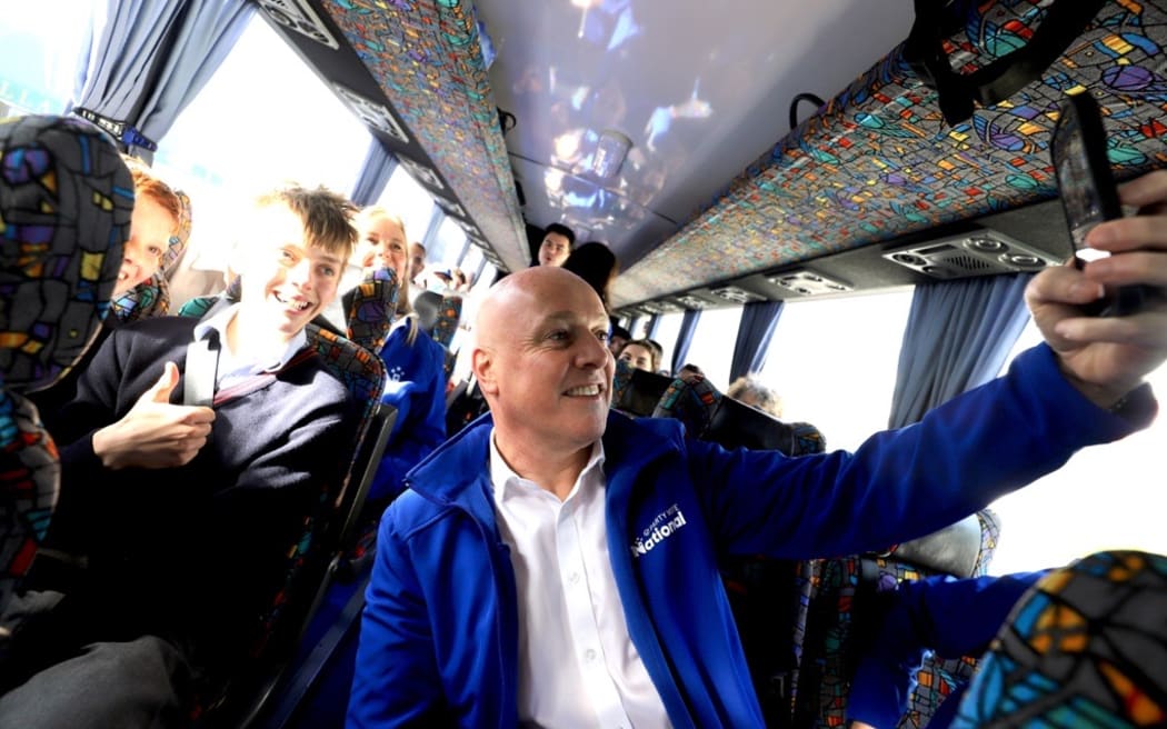 National Party leader Christopher Luxon campaigns on 11 October 2023.