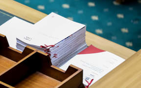 Copies of the Budget 2019 documents on the table in the middle of the debating chamber.