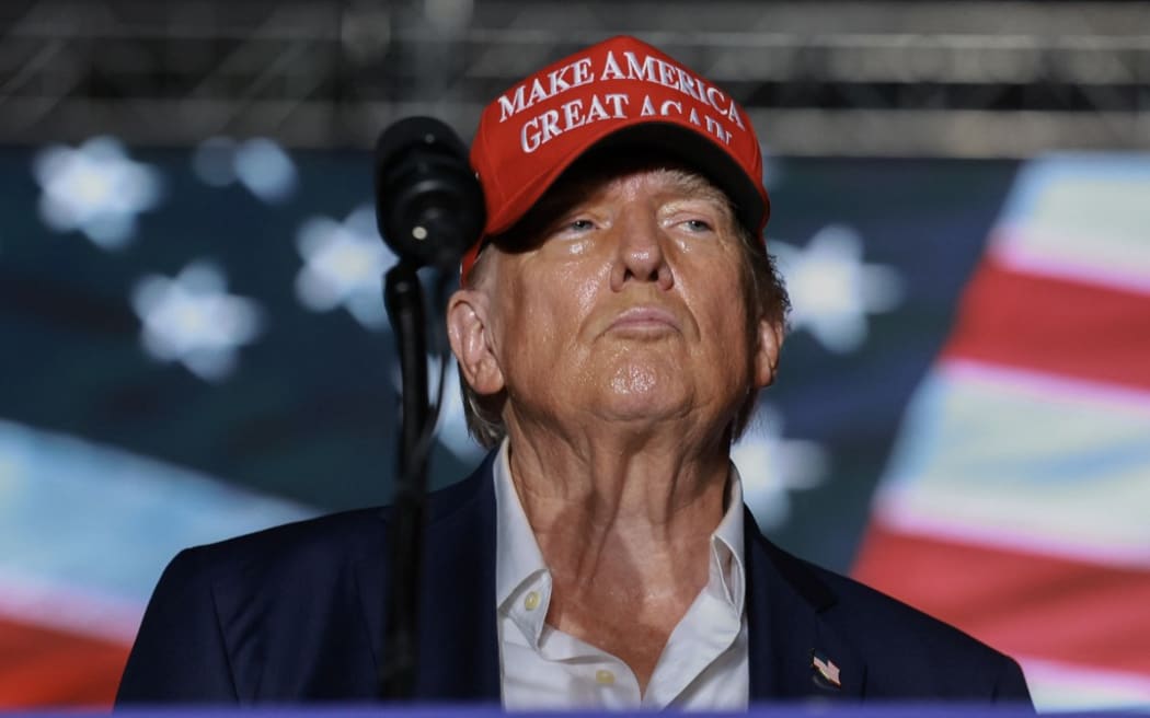 DORAL, FL - JULY 9, 2024: Former U.S. President Donald Trump speaks during a campaign rally at Trump National Doral Golf Club on July 9, 2024 in Doral, Florida. Trump continues to campaign across the country. Joe Raedle/Getty Images/AFP (PHOTOS BY JOE RAEDLE / GETTY IMAGES NORTH AMERICA / Getty Images via AFP)