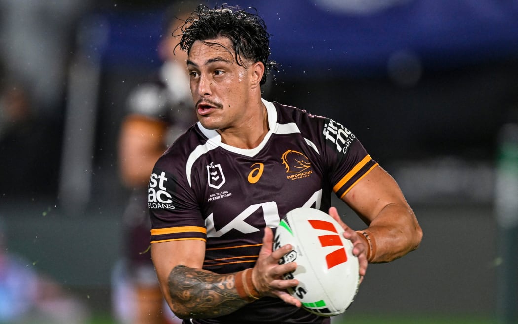 Kotoni Staggs of the Broncos, New Zealand Warriors v Brisbane Broncos.