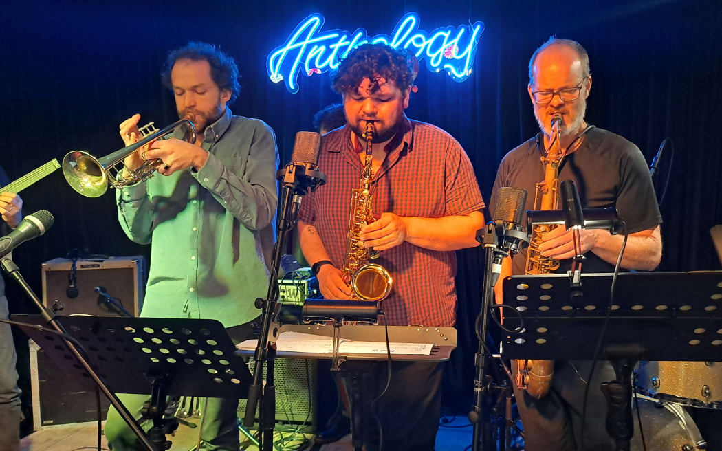 horn players Finn Scholes, Callum Passells, Roger Manins