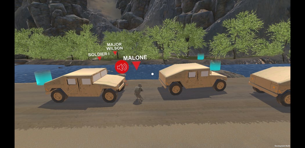 A scene from The Valley VR app which animates the battle of Baghak landscape.