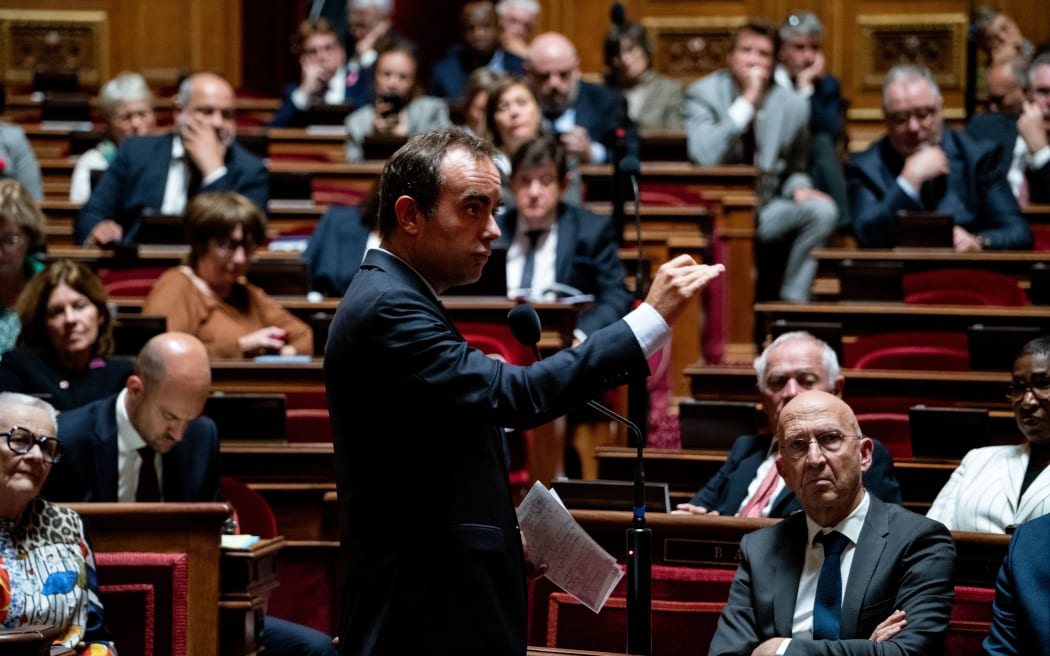 Sebastien Lecornu during a session devoted to the Prime Minister Sebastien Lecornu general policy statement, at the Senate, in Paris on October 15, 2025. (Photo by Stefano Lorusso/NurPhoto) (Photo by Stefano Lorusso / NurPhoto via AFP)