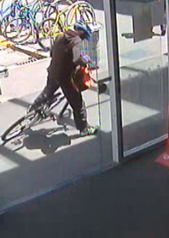 This cyclist is being sought by police in relation to the bank robbery in Upper Riccarton, Christchurch.