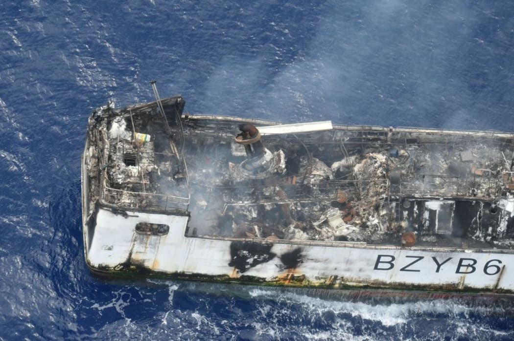 A New Zealand P-3 Orion on a fisheries patrol found the vessel 400 nautical miles west of Tuvalu. The Orion has dropped communications equipment, fresh water and lights to the crew of the Jin Xiang 6.