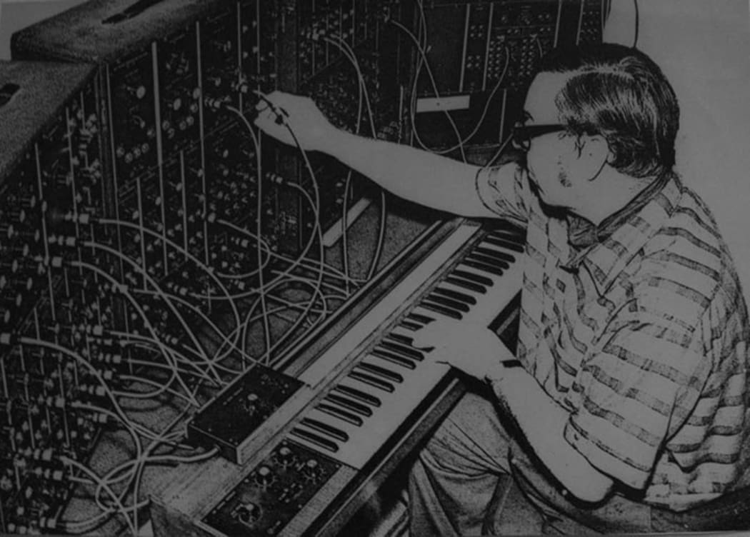 Dr Val Stephen Using a Moog synthesizer, late 1960s