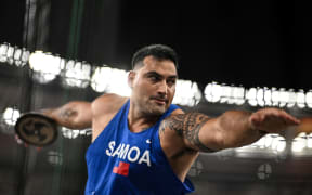 Samoa's Alex Rose competes in the men's discus during the World Athletics Championships in Budapest.