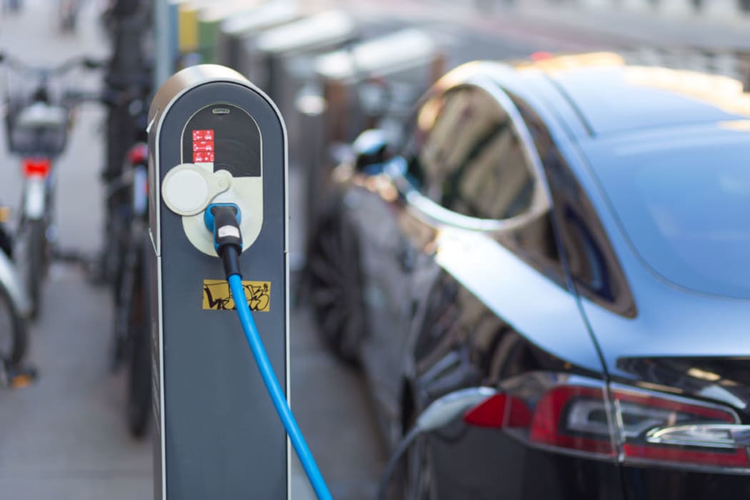 A plugged in electric car.