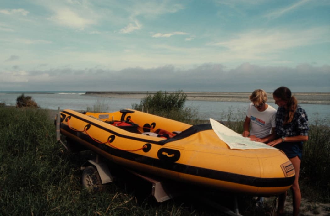 Liz Slooten and Steve Dawson in 1984 preparing to conduct a dolphin survey.