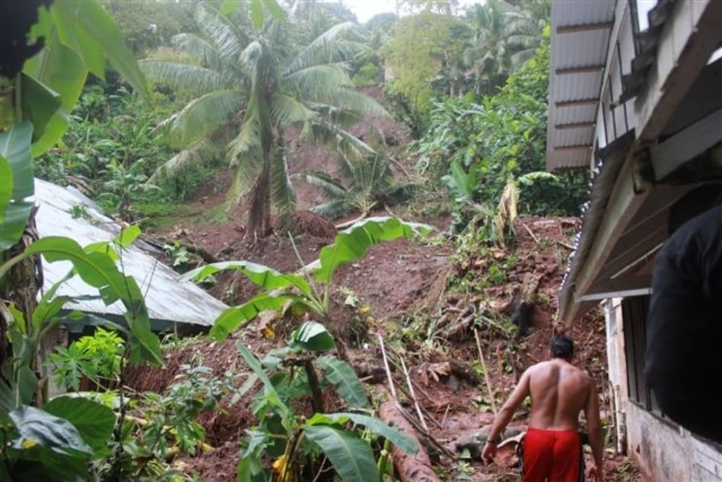 A mudslide in Gataivai, American Samoa
