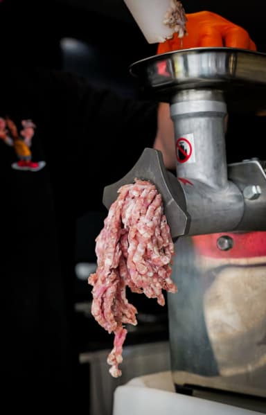 Ground meat ready to become sausages