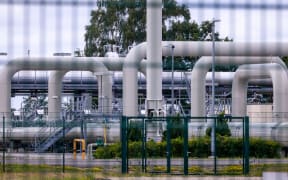 08 July 2022, Mecklenburg-Western Pomerania, Lubmin: Maintenance work is due on the Nord Stream 1 Baltic Sea pipeline. Photo: Jens Büttner/dpa (Photo by JENS BUTTNER / DPA / dpa Picture-Alliance via AFP)