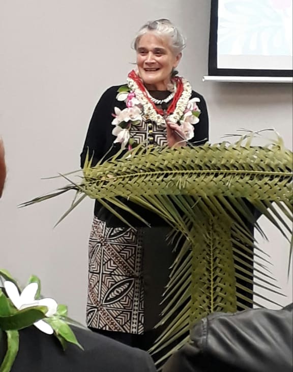 Emeritus Professor Tagaloatele Peggy Fairbairn-Dunlop addresses students at AUT South Campus who wanted to celebrate her contribution to academia.