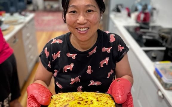 Chinese New Year: Renee Liang holding her taro sago custard pudding - a Hong Kong style dessert.