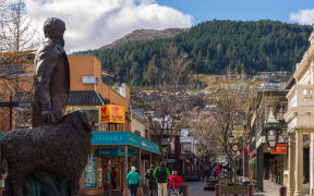 Queenstown, New Zealand - September 5: Statue of William Gilbert Rees in Queenstown Mall on September 5, 2015 in Queenstown, New Zealand. est of New