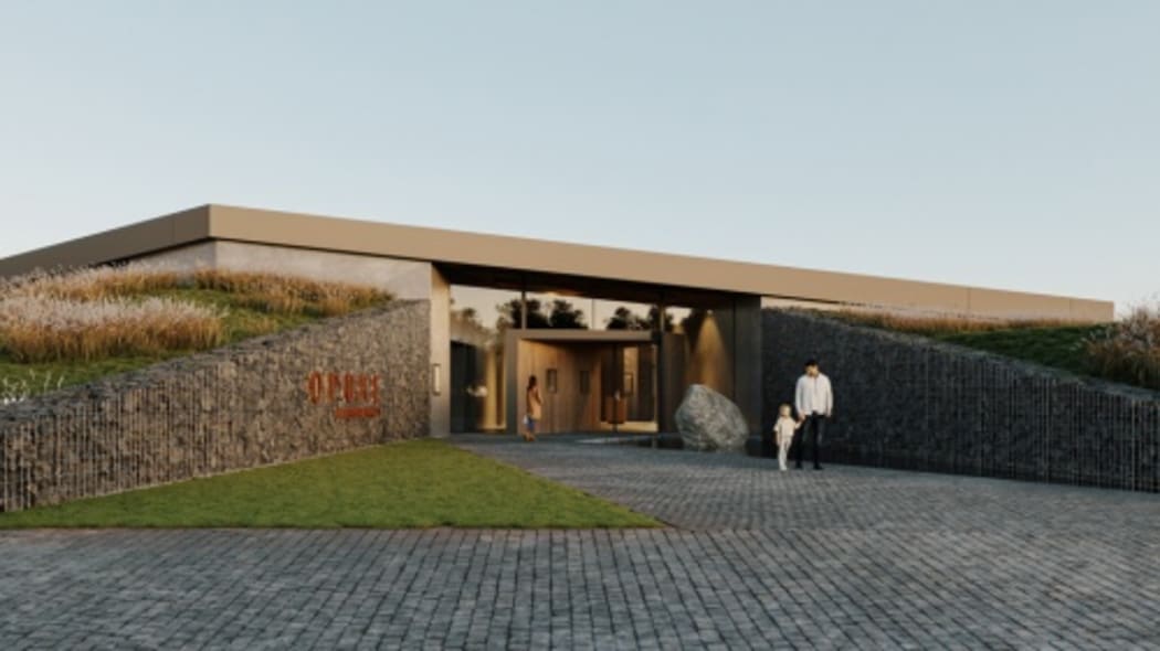 An artist's rendering of the Ōpuke Thermal Pools.