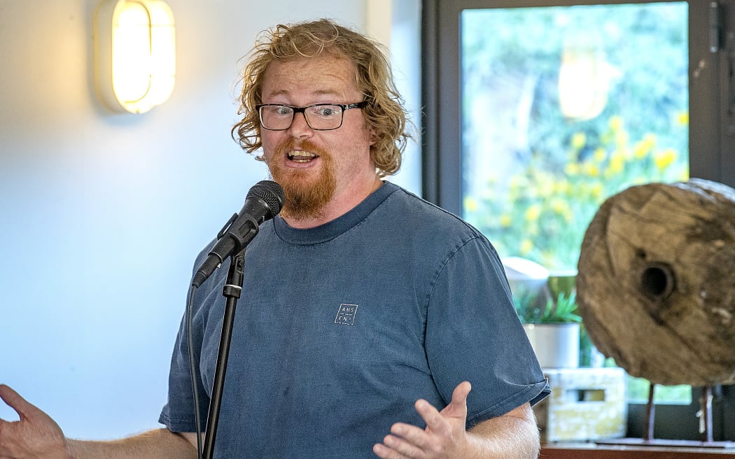 021221  News  photo: Warwick Smith/STUFF    
Stand up comedy for small towns  -  Foxton Beach  -  Ocean Beach Eatery  -    performer, Ben Tito Caldwell.