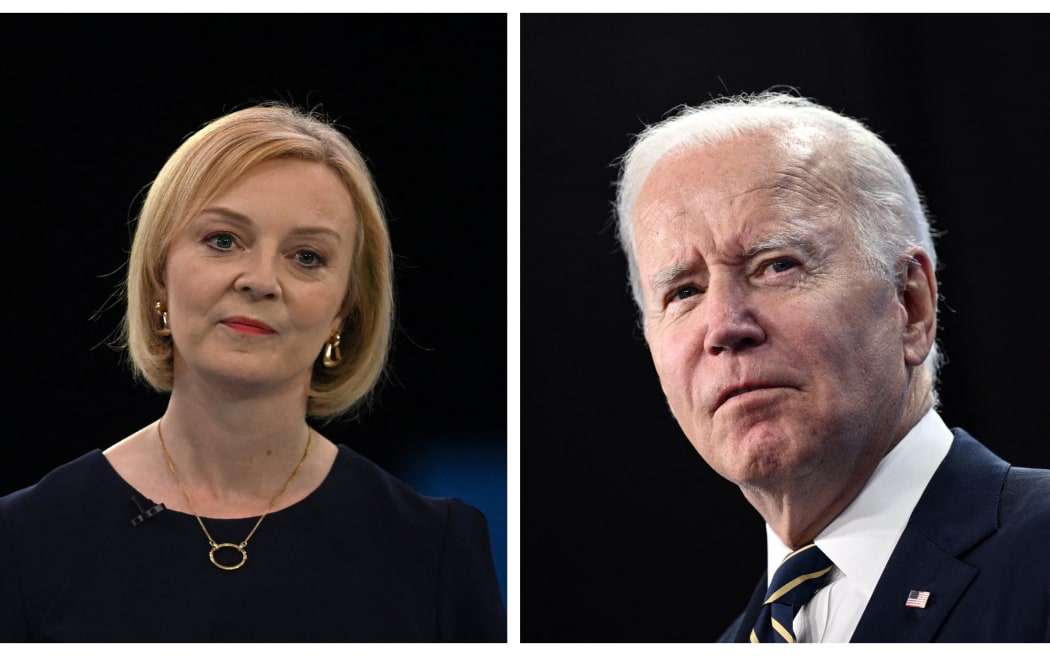 UK Prime Minister Liz Truss (L) and US President Joe Biden.