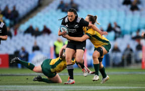 Black Ferns back Ruahei Demant on attack.