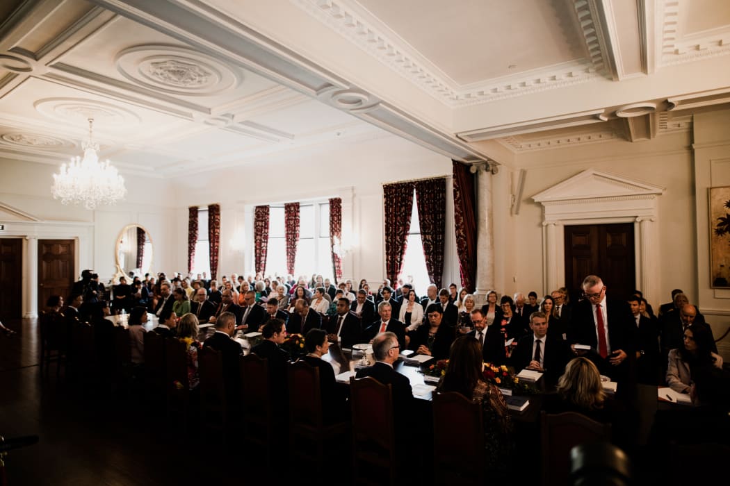 No captionCeremony to Appoint the New Ministry. Government House