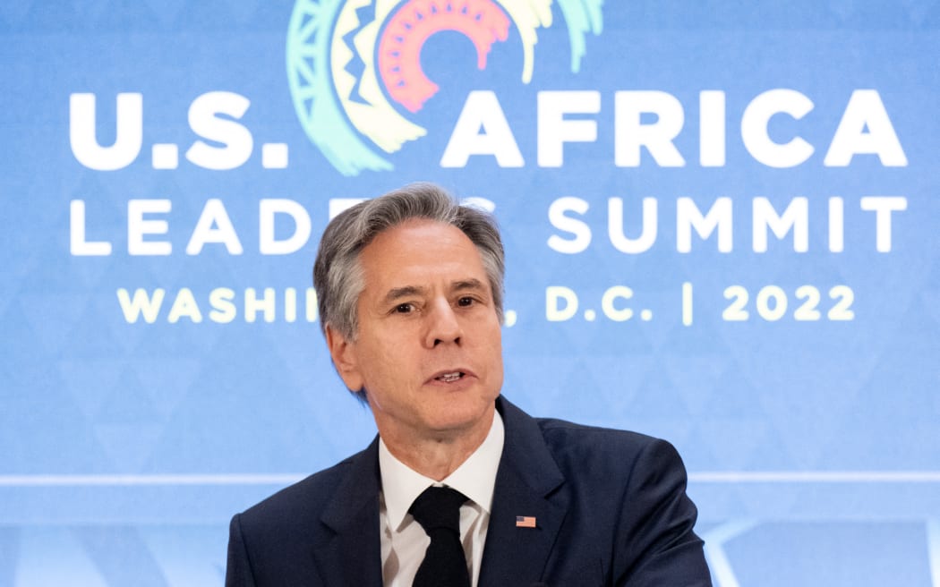US Secretary of State Antony Blinken speaks during the Innovators Gathering during the US - Africa Leaders Summit at the State Department in Washington, DC.