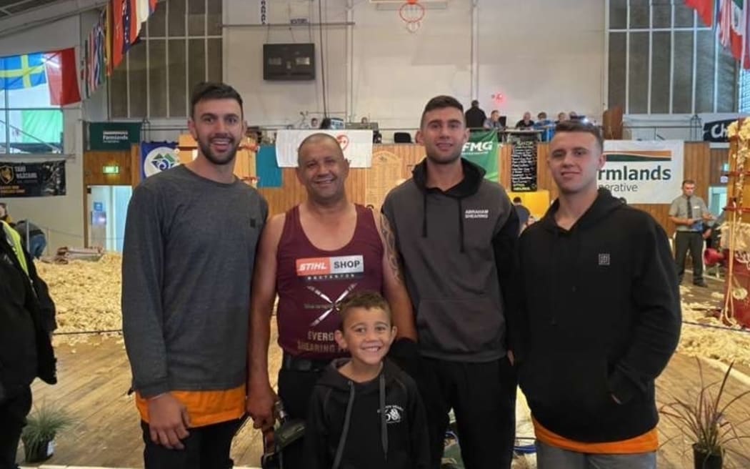 The men of the Gordon family – David, dad Nuki, Joe and Adam with the next generation, Teimana.