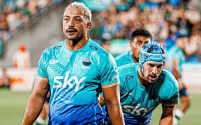 Moana Pasifika in action against Wellington Hurricanes at Mount Smart Stadium, March 24.