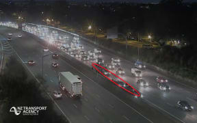 Traffic backed up on the motorway after a crash, 3 March, 2025.