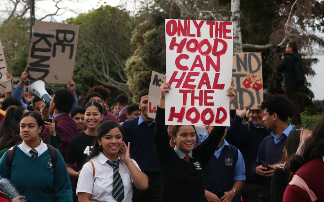 Students participating in the Auckland School March