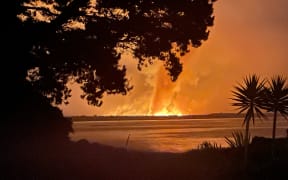 Northland Kaimaumau fire as seen from Reef Lodge Motel in Rangiputa