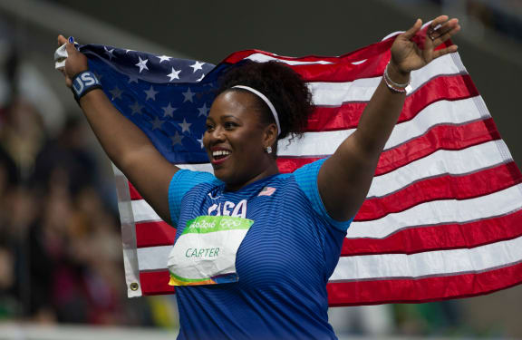 American shot putter Michelle Carter after beating Valerie Adams to Olympic gold in Rio.