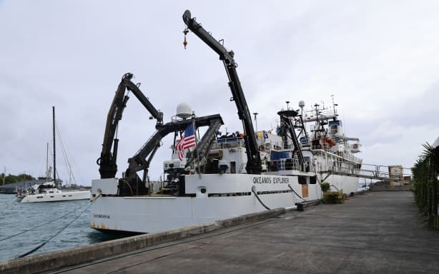 The NOAA's Okeanos Explorer in Avatiu harbour, Rarotonga, Cook Islands.