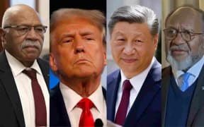 From left, Fiji Prime Minister Sitiveni Rabuka, US President-elect Donald Trump, China President Xi Jinping, and Vanuatu Prime Minister Charlot Salwai.