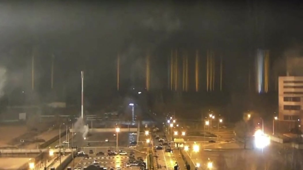 ZAPORIZHZHIA, UKRAINE - MARCH 4: A screen grab captured from a video shows a view of Zaporizhzhia nuclear power plant during a fire following clashes around the site in Zaporizhzhia, Ukraine on March 4, 2022.