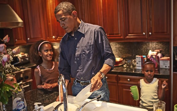 Barack Obama and his daughters