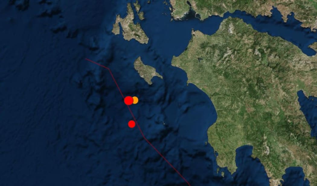 A strong earthquake of magnitude 6.8 has struck off Greece, the US Geological Survey says.