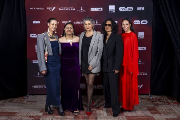 Trae Te Wiki, Kaylee Wipani, Nicola Kāwana, Nikki Si'ulepa, Shavaughn Ruakere  at the Tangata Pai premiere.