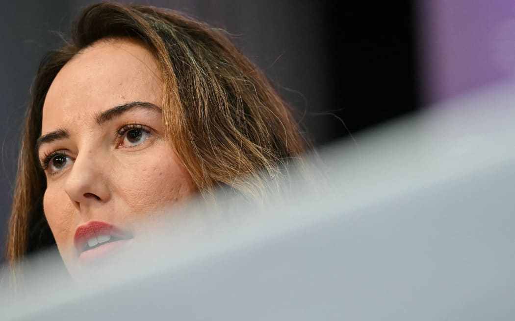 Stella Assange, wife of WikiLeaks founder Julian Assange attends a press conference at the The Royal Overseas League, in London, on February 15, 2024  prior to the hearing on his extradition case by the UK High Court. (Photo by Ben Stansall / AFP)