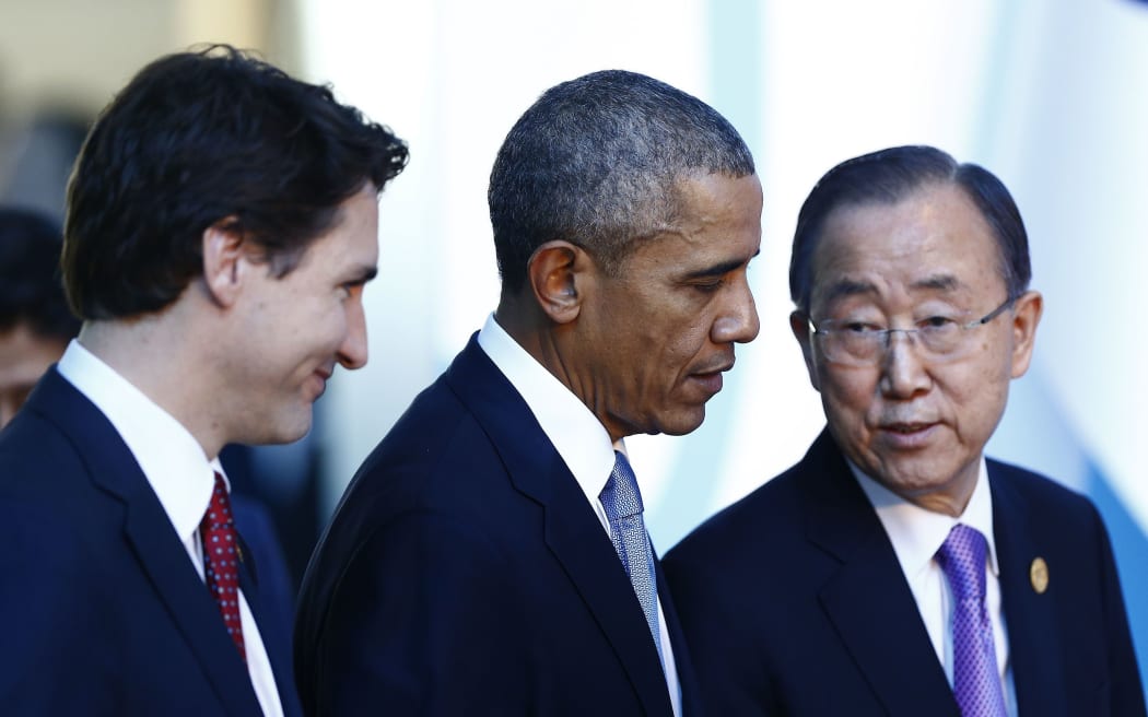 Canadian Prime Minister Justin Trudeau (L), US President Barack Obama (C) and UN Secretary-General Ban Ki-moon  prior to the G20 Turkey Leaders Summit on November 15, 2015 in Antalya, Turkey. Mehmet Ali Ozcan / Anadolu Agency