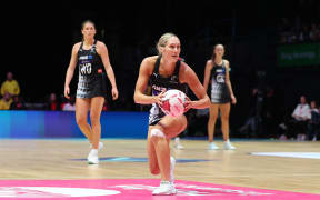 Maddy Gordon of New Zealand Silver Ferns in action during the Nations Cup, 2024