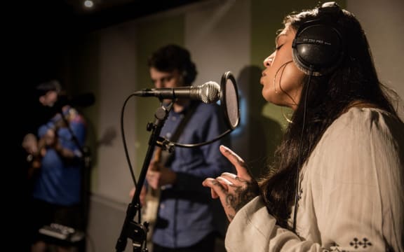 Aaradhna performing live in the RNZ Auckland studios for NZ Live. 30 September 2016.