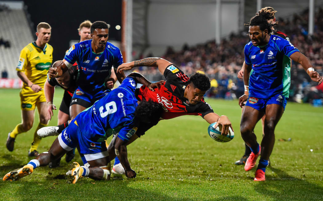Leicester Faingaanuku in action for the Crusaders.