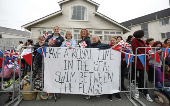 Fans awaiting to catch a glimpse at the royals outside Maranui Cafe.