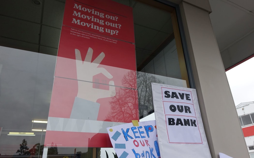 Protests are taking place as Westpac considers closing 19 branches across the country.